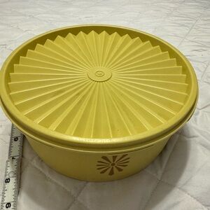 Vintage Tupperware Yellow Round Servalier Storage Container